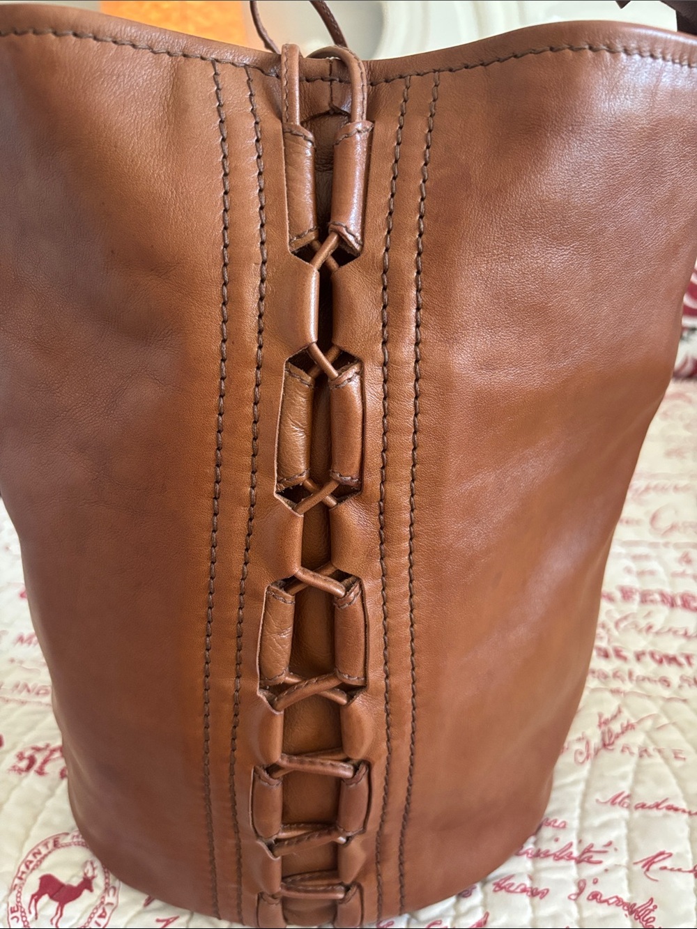 Authentic Vintage Salvatore Ferragamo Cognac Brown Leather Hobo/Bucket Bag - Picture 7 of 16